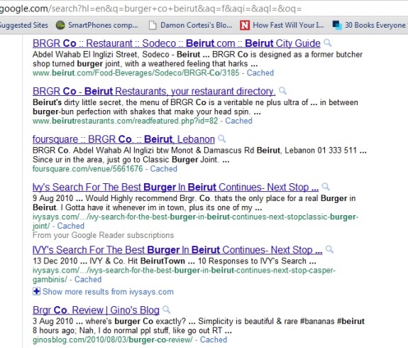 When searching for "Burger Co Lebanon" on google
